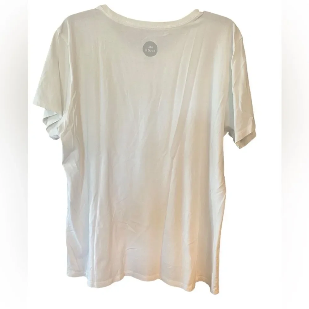 Life is Good Sz XL Women’s White Tennis Sporty Puppy Dog Crusher T-Shirt - Picture 2 of 5